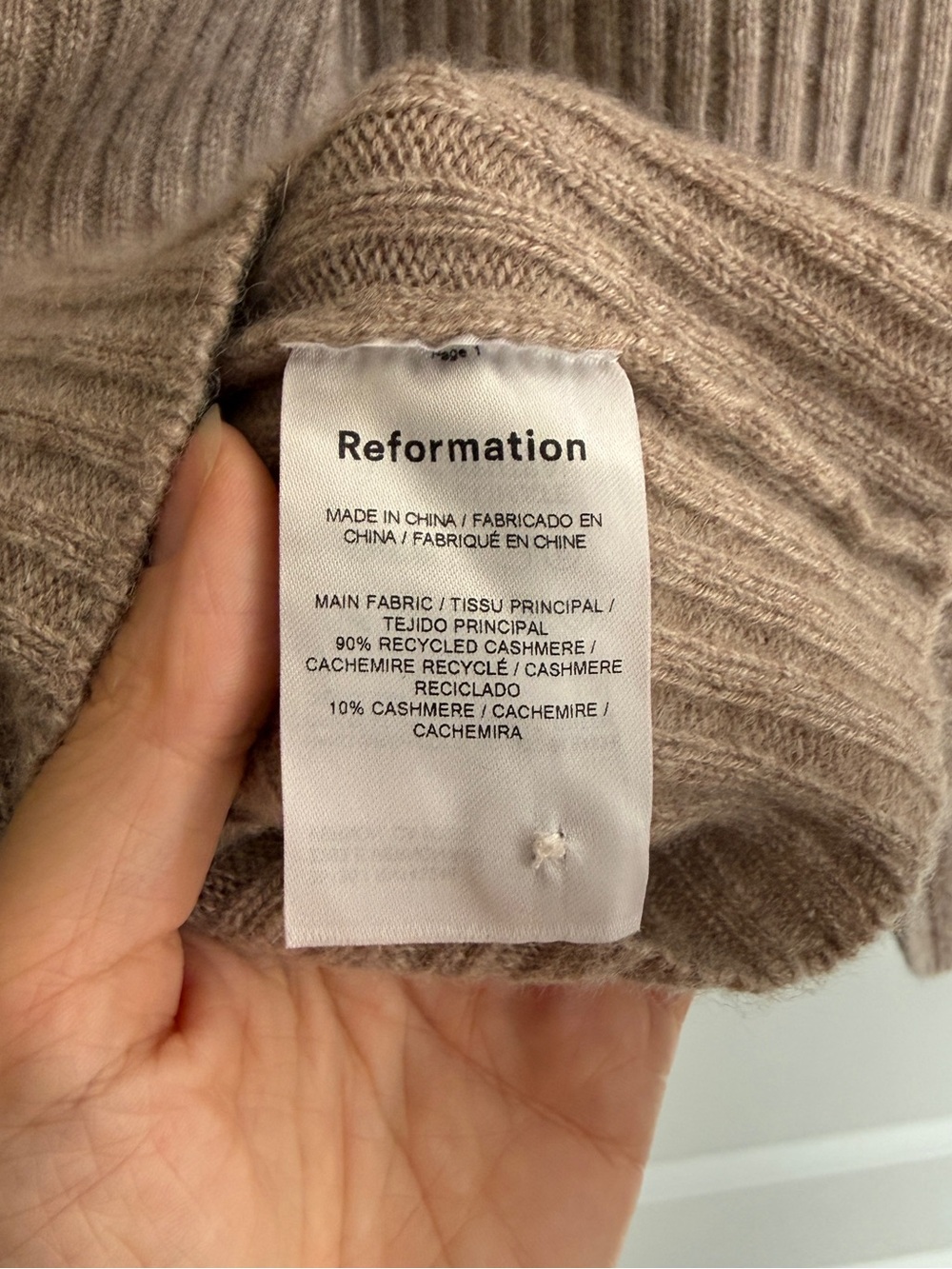 Reformation Fantino Cashmere Collared Cardigan - Taupe - Picture 8 of 8